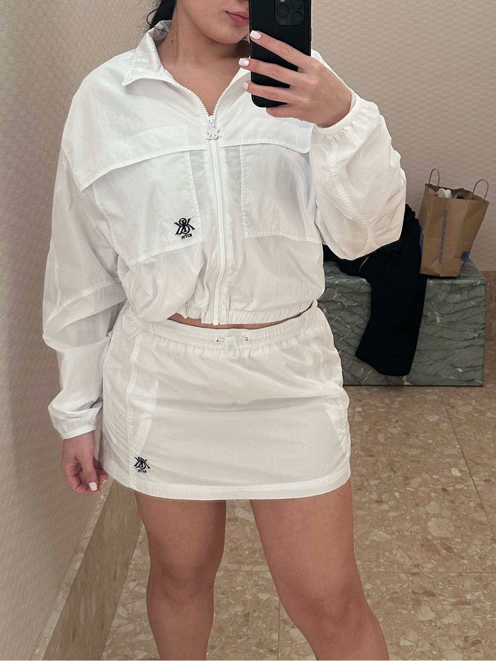 KITH White Two-Piece Windbreaker Jacket & Skirt Set